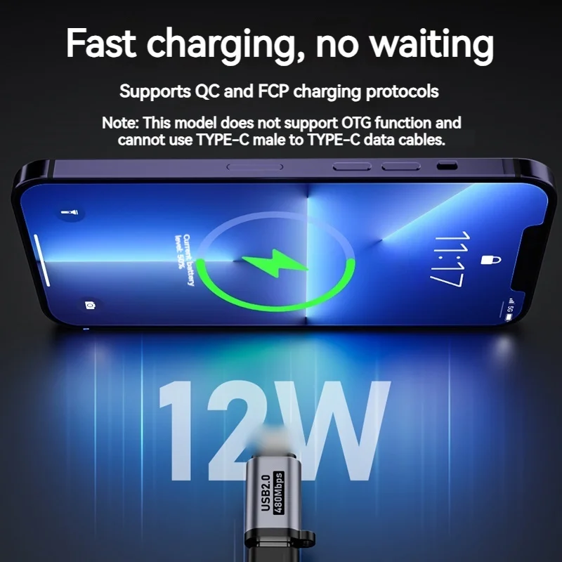 알루미늄 마이크로 USB to 타입 C 어댑터 미니 USB C 480Mbps 고속 데이터 충전 커넥터 폰 고프로 MP3 카메라 하드 디스크용