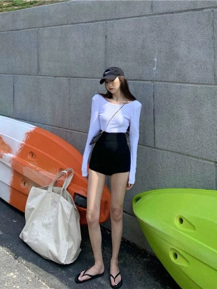Summer High Waist Sports Shorts Young Girls Korean Sexy Wild Black Slim Slimming Casual Hot Fitness Workout Elasticity Shorts