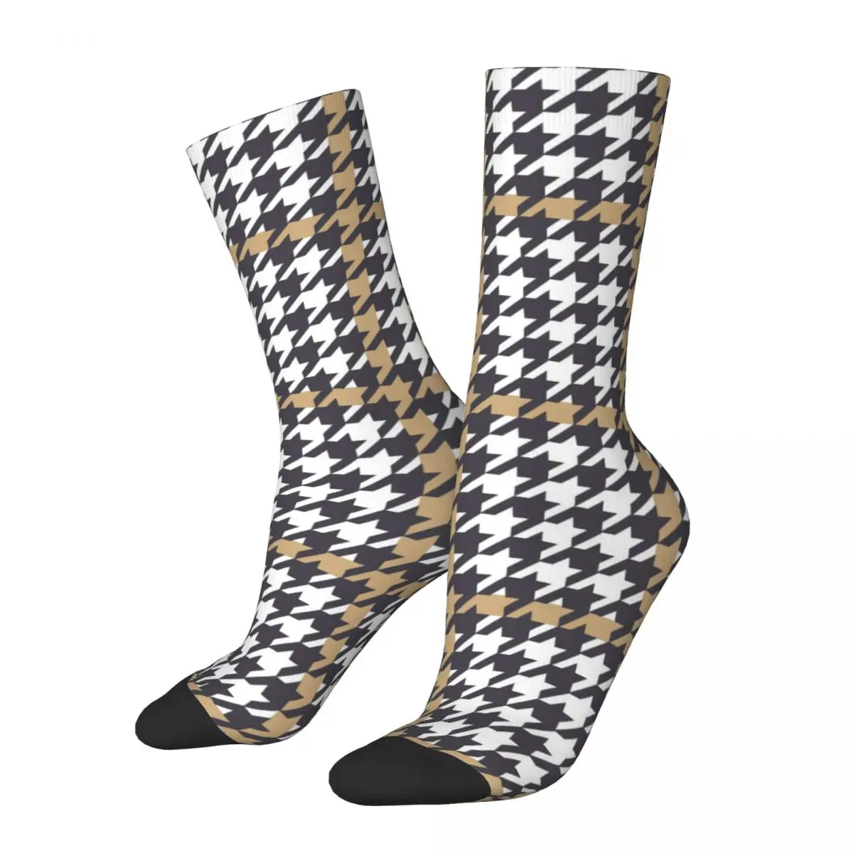 

Black Houndstooth Stockings Female Vintage Plaid Print Socks High Quality Retro Socks Autumn Skateboard Anti-Slip Graphic Socks