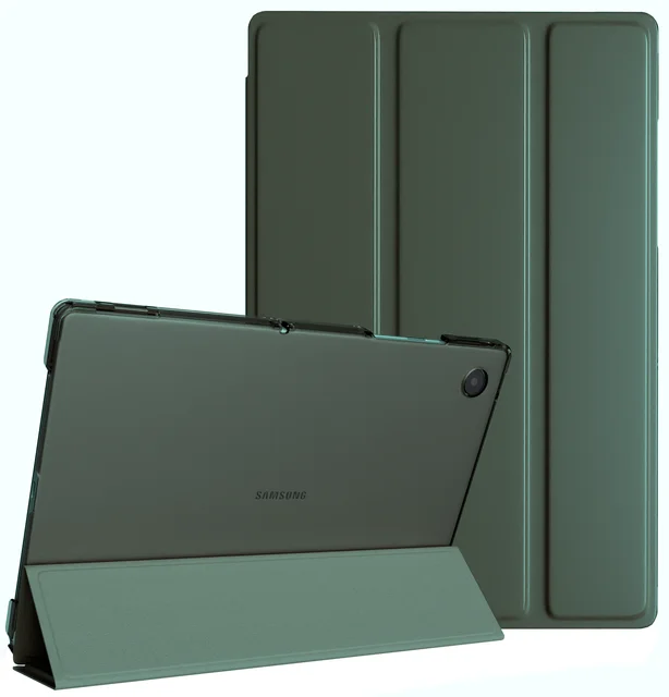 For Samsung Galaxy Tab A8 10.5 inch 2022 Tablet Cover for Samsung Tab A8 10.5 SM-X200/X205 Tri-folding Stand Case for A7 Lite Dark Green