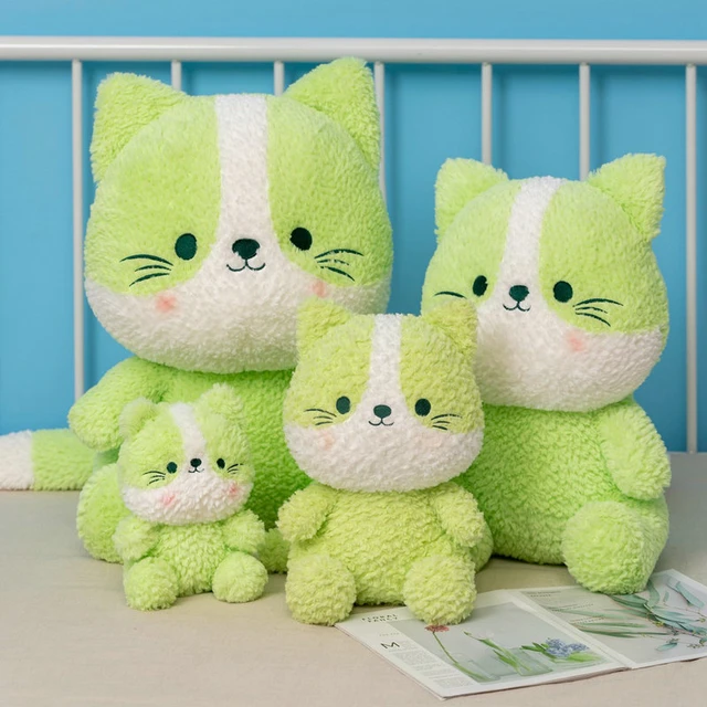 40/50cm Green Cat Plush Toy Healing kitten Doll Sleeping Appease Throw  Pillow Sofa Cushion Cute Hoom Decor Gift