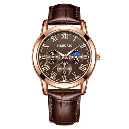 Business Wristwatch for Men, Leather Strap Quartz Watch Fashion Classic Dress Watch for Daily Office Wear - Image 5