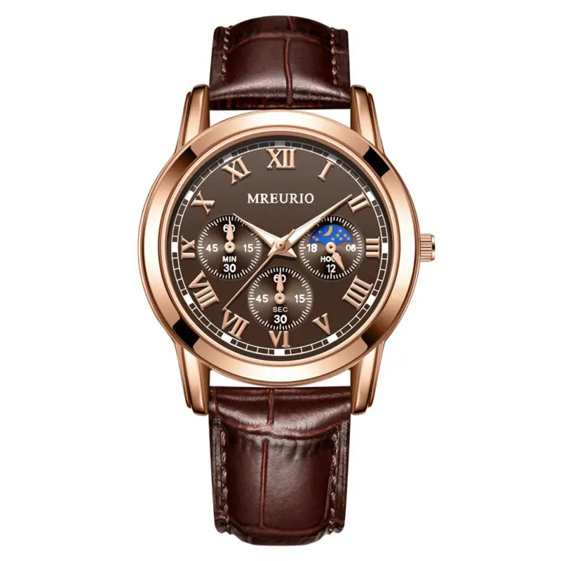 Business Wristwatch for Men, Leather Strap Quartz Watch Fashion Classic Dress Watch for Daily Office Wear - Image 5