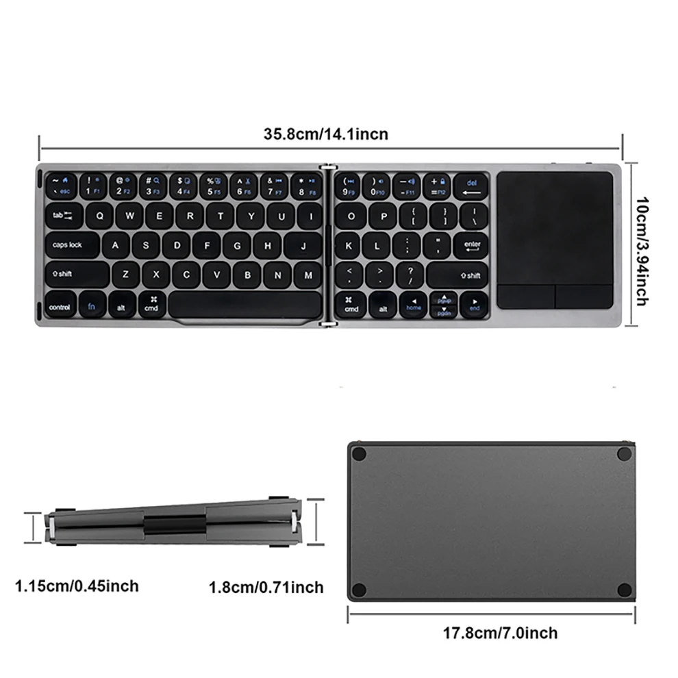 Teclado Plegable Español Ñ,Teclado Bluetooth para Tablet con Teclado  Numérico Compatible con Todos Android,Windows,PC Dispositivo,Recargable