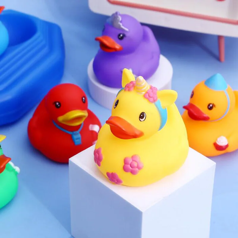 Canard en caoutchouc assressentipour enfants, jouet de bain créatif, cadeaux d'anniversaire, jouets de douche pour bébé, activité de plage et de piscine d'été