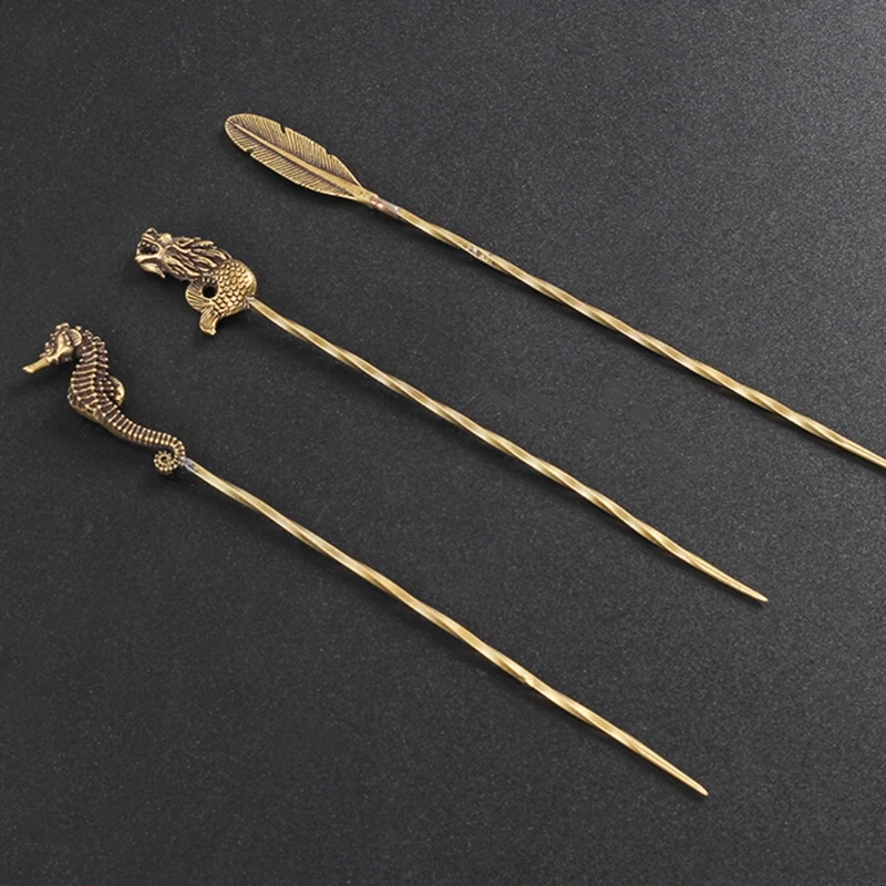 Cigar Pass Needle Retro Brass Portable Dredge Drilled Smoking Tool Gadget Tool 5