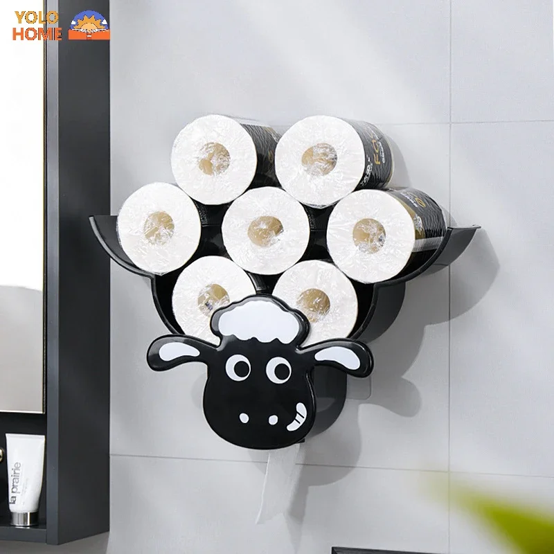 Toilet paper holder Cute Sheep Animal Wall Mount Roll Paper Holder Art Sculpture Sloth Toilet Bathroom Tissue Rack Storage Shelf Home Decor