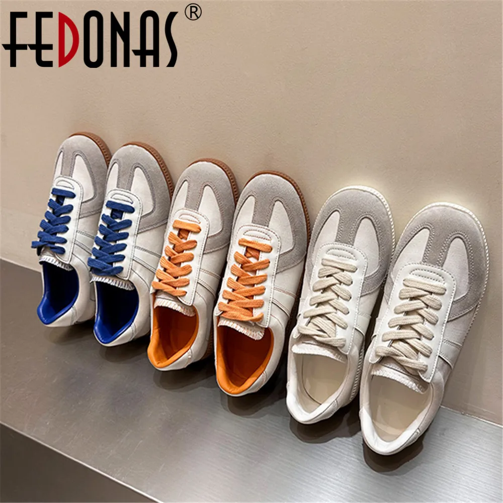 

Женские кроссовки на плоской подошве FEDONAS, белые кроссовки из натуральной кожи с круглым носком и перекрестной шнуровкой, повседневная спортивная обувь на лето 2019