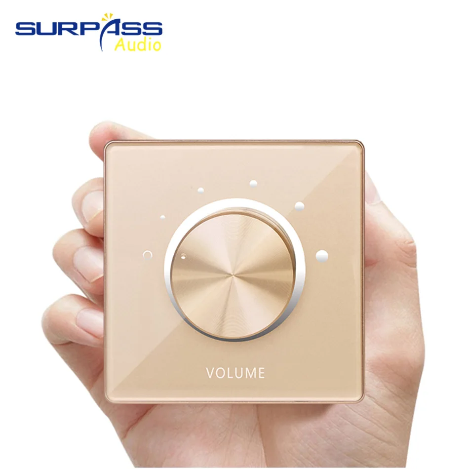 Square Type 86 X 86mm 2 Channel 50W 5 Steps Wall Mount Volume Control Available Champagne Golden Moonlight White