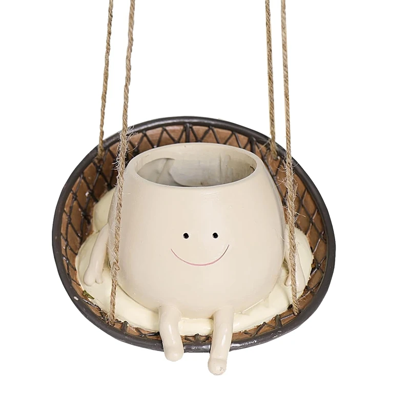 

Hanging Swing Chair Planter Pot Face Planter For Indoor Outdoor Plant Head Resin Flower Pots Gift For Mother Day High Guality