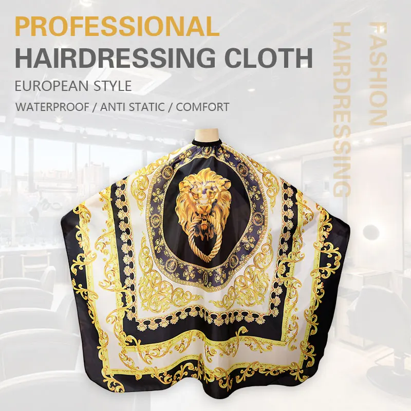 Cape de coiffure professionnelle imperméable à motif lion pour barbier, accessoires de coupe de cheveux