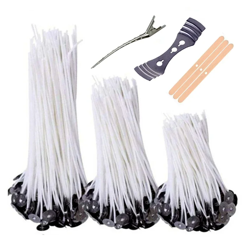 Waxed Cotton Candle Wicks Set with Stand Original Smokeless Candle Wicks Soy Oil Wax Core Woven Making Candles Supplies