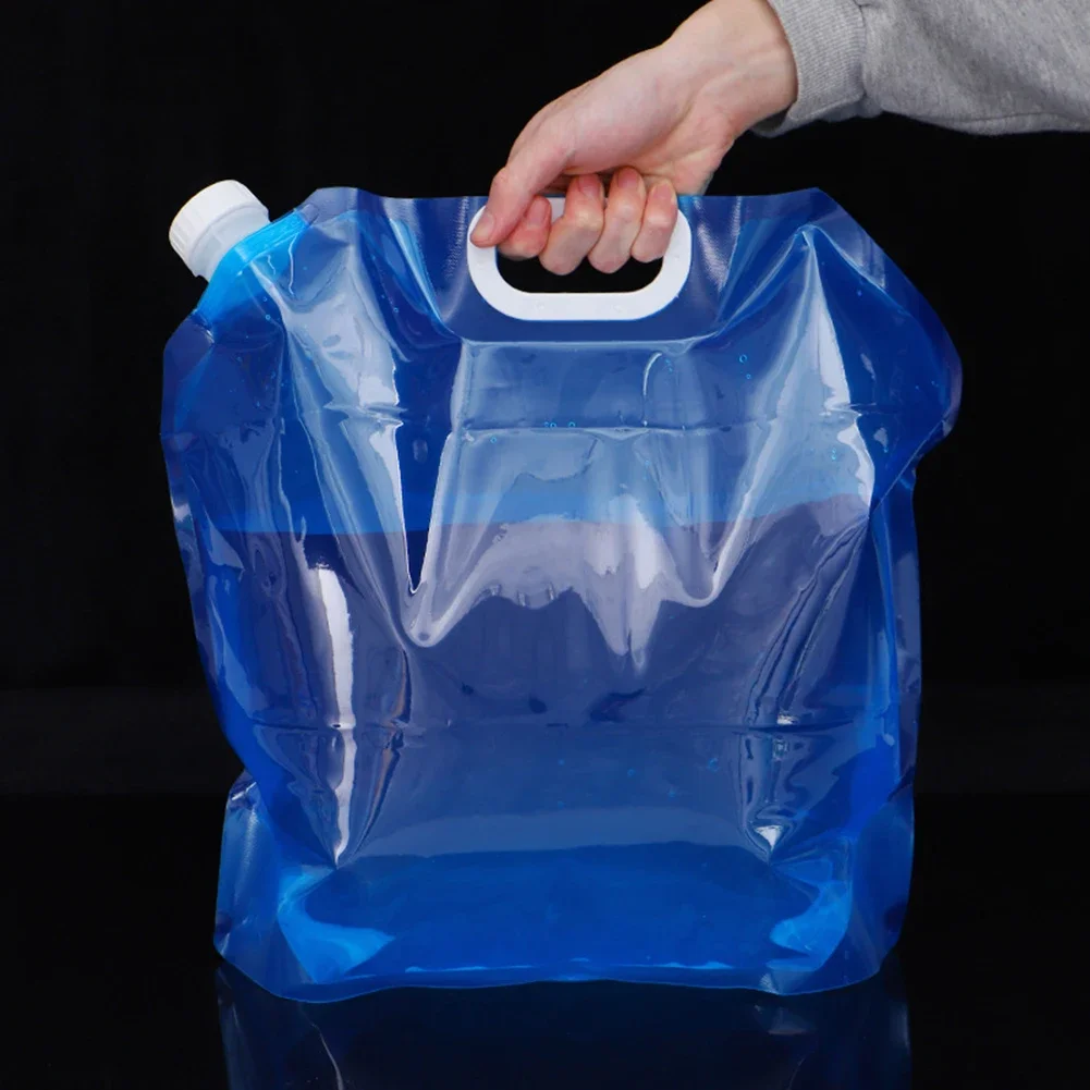 5/10L Outdoor Camping Water Storage Bag Foldable Car Water Bag No Leakage Portable Container with Faucet Clear Pouch
