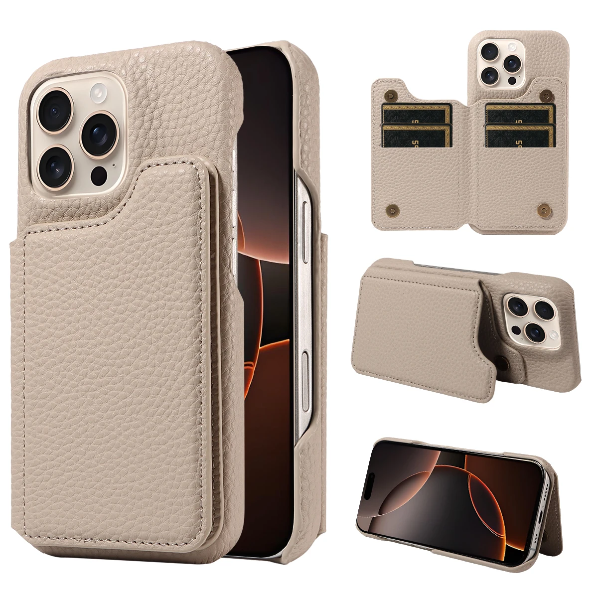 Stylish Multifunctional PU Leather Phone Case with Card Slots and Stand