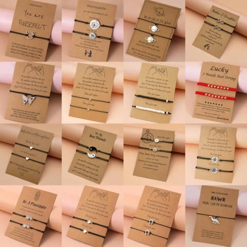 Couple Bracelets Dinosaur Cross Sunflower Heart Pendant Adjustable Rope Chain Bangle For Men Women Lucky Friendship Jewelry chain bracelet