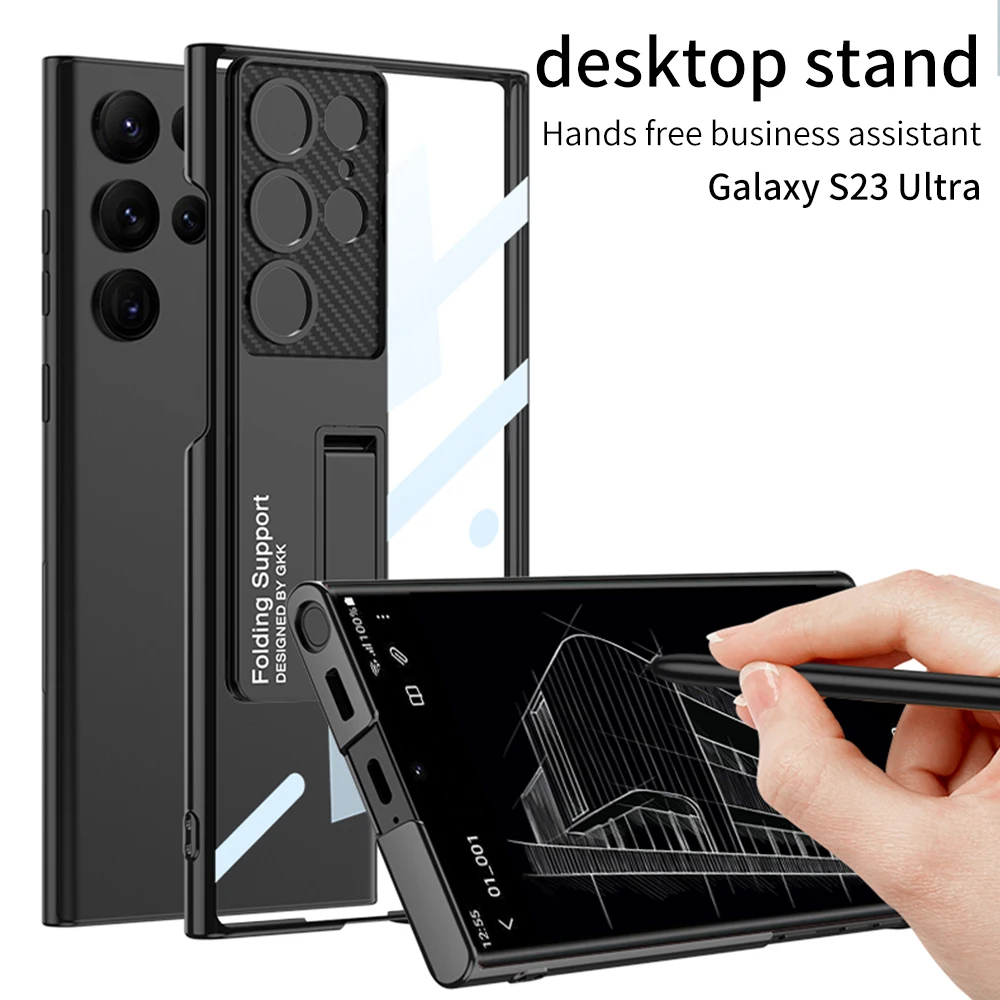 Original Clear stand Case for Samsung Galaxy S24 S23 Ultra S22 S21 S20 Plus FE Ultra Luxury hard cases for Galaxy S24Ultra Cover