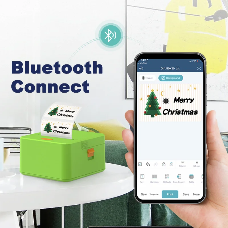 Mini imprimante d'autocollants de poche, Bluetooth sans fil
