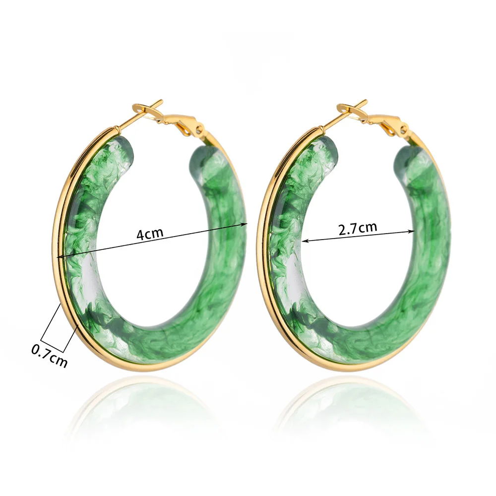 Colored Acrylic Earrings for Women Waterproof Stainless Steel Hoop Earrings 2024 Trend Minimalist Piercing Ear Jewelry aretes