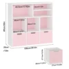 Toy Storage Cabinet with 3 Movable Drawers & 6 Cubes, Bookshelf with Hidden Wheels, Kids Bookcase Toy Storage Organizer 6