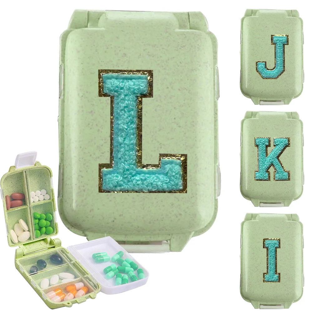 

Portable Waterproof Foldable Pocket with Lock Medicine Box 8-cell Vertical Medicine Green Letter Embroidered Logo Storage Box