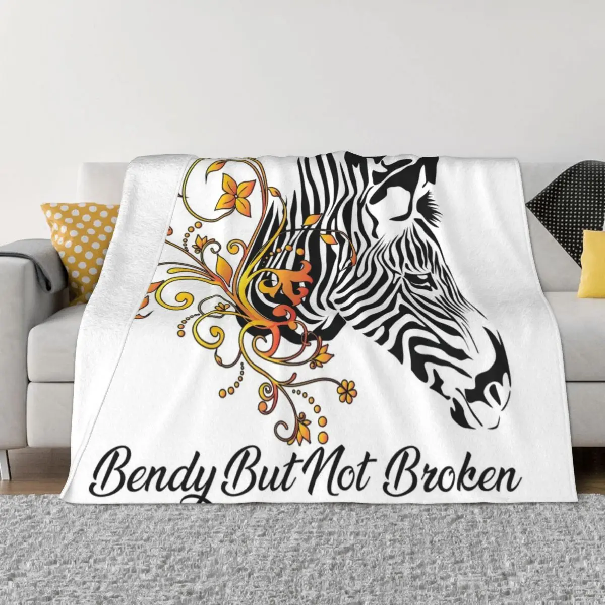 Eds Zebra With Flourish "Bendy Ma Non Rotto" Coperta Per Biancheria Da Letto Del Divano