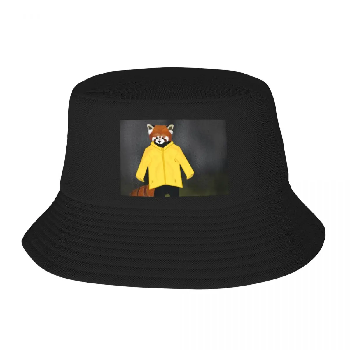 

Red panda in a coat what will he do Bucket Hat foam party hats western hats fashionable hard hat Men Cap Luxury Brand Women's