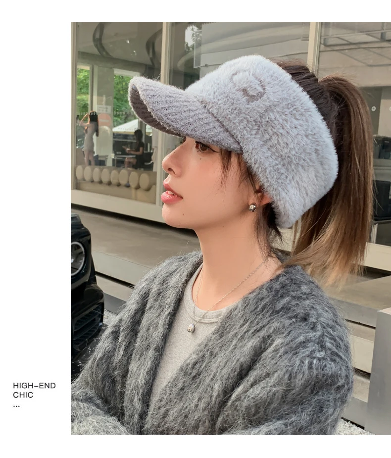 Nuovo elastico lavorato a maglia da donna con berretto caldo antivento da golf con linguetta d'anatra_voghion.com