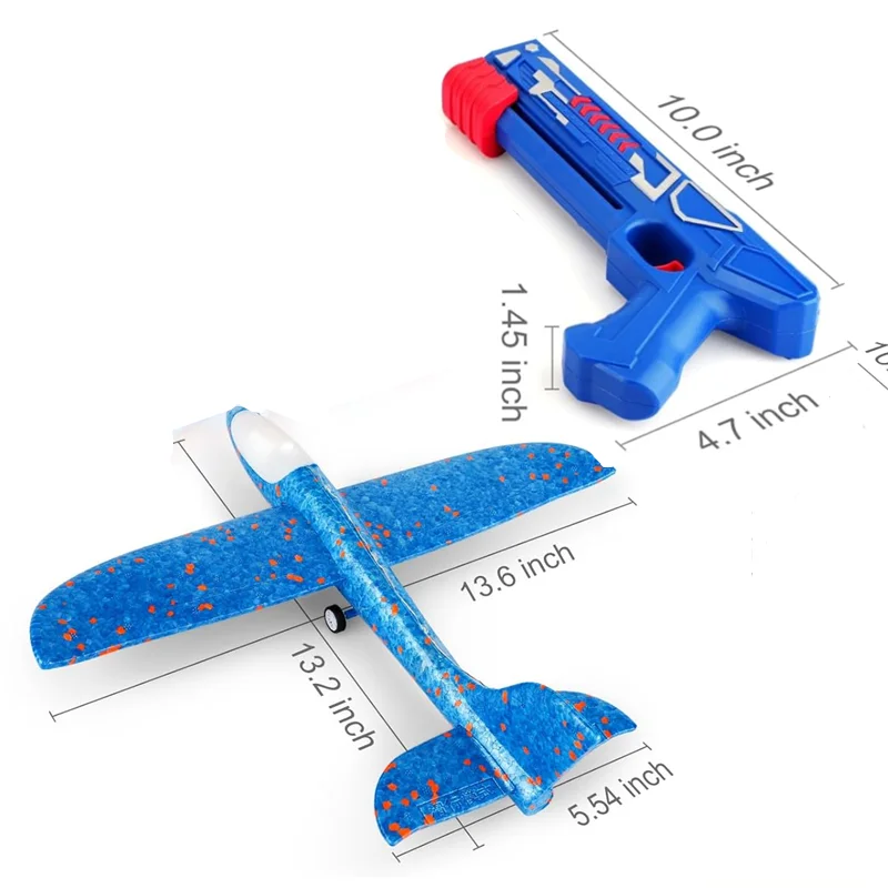 Kids Airplane Launcher Toys 13.2'' LED Foam Glider Catapult Gun Plane Toy for Boys Outdoor Flying Toys Birthday Gifts for Boys 6