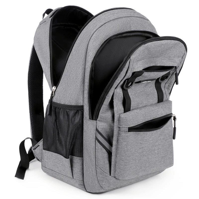 Stylish large-capacity backpack with multiple pockets, equipped with a laptop compartment and adjustable shoulder straps, perfec