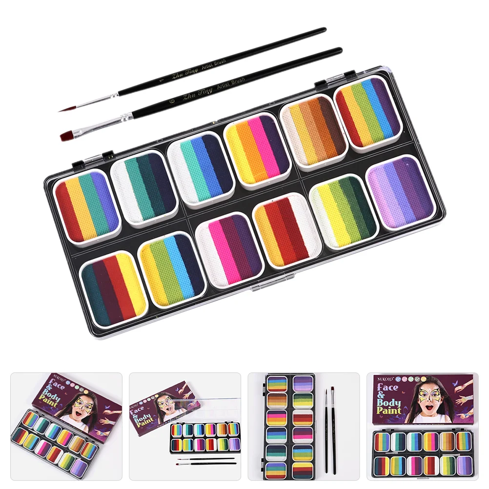 

Face Paint Kit Body Paint Kit Makeup Face Painting Body Pigment 12color Gradient Washable Painting MultiUse Safe Ingredient