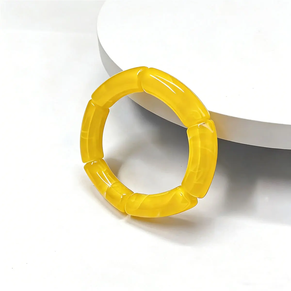 Fashion Acrylic 4PCS/Set Resin Amber Bamboo Bead Elastic Bracelet Bangles Tube Beads Handmake 2024 Trendy Designer Bracelet Set Image 7