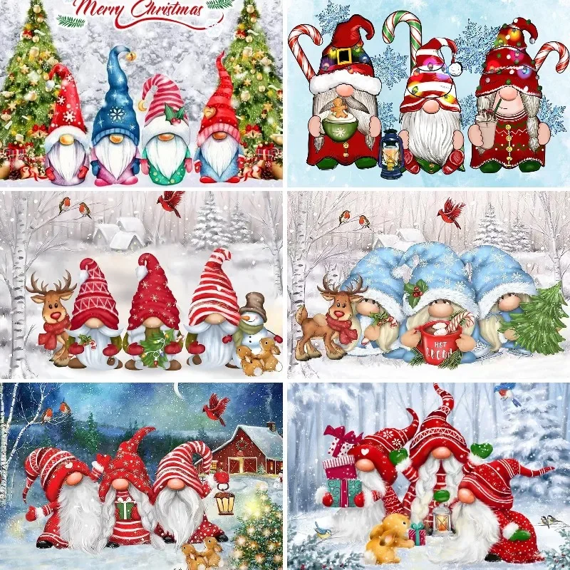 5D Diamond Painting By Number Kits,Christmas Gnomes, Adults Paint with Diamonds Art,Cross Stitch Decoration,Full Drill,Gifts