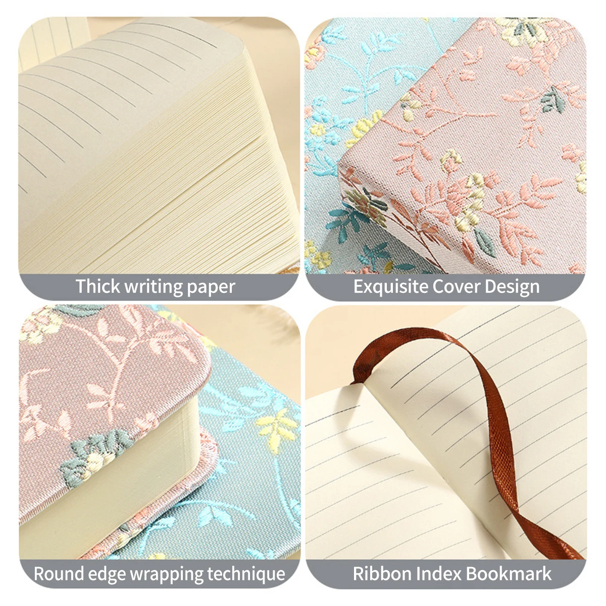 Journal Book Embossed Notebook Diary Book Agenda Organizer A6 Notebook Taking Notes Dao Lin Paper Floral Student Notebook - 5