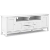 SOLID WOOD Universal TV Media Stand,72inch Wide,Farmhouse Rustic,Living Room Center for Flat Screen TVs up to 80 inches in White 2