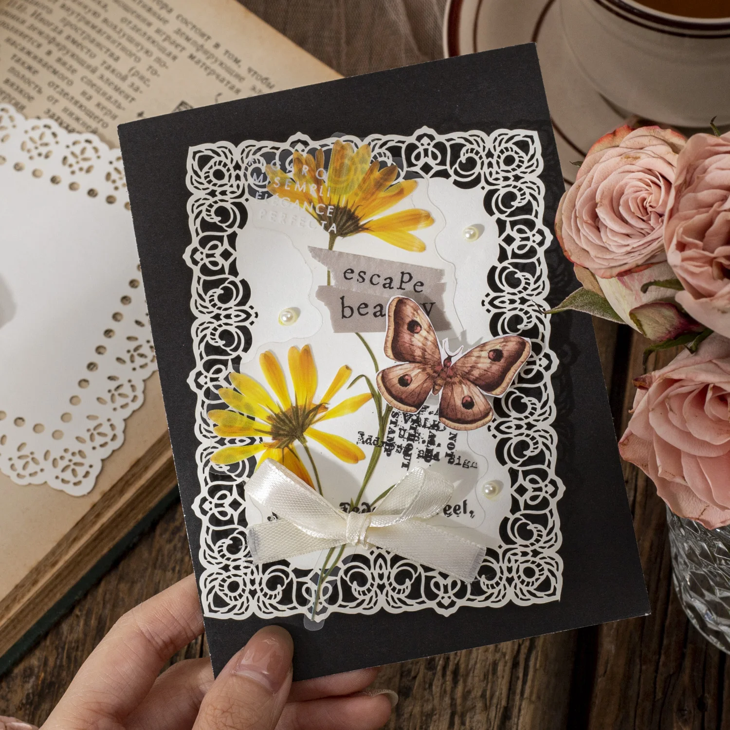 

6PCS/Lot Lace collage card