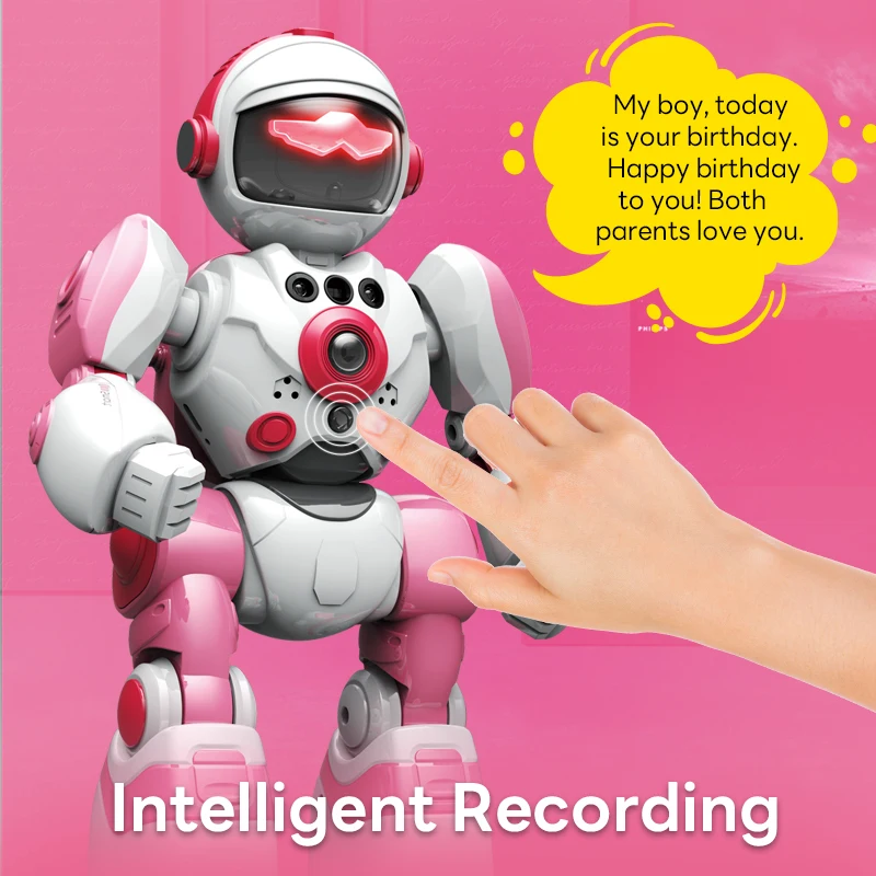 Robot Dance Toys Robot Toy Remote Control Robot Toy Pink 2.4g RC robot remote control programming English space remote touch gesture induction dance Children gift