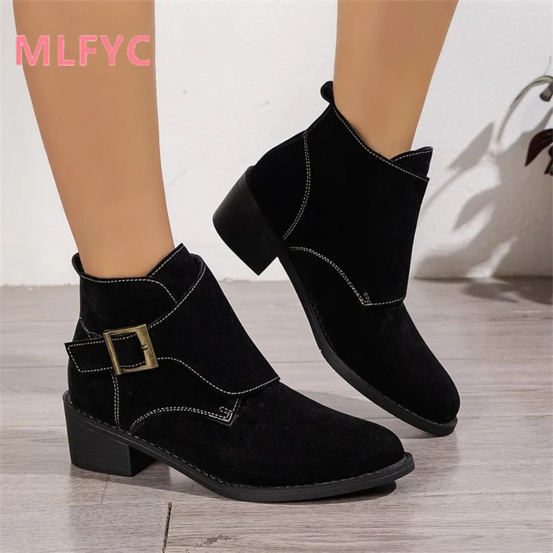 

Thick Heel Fashion Short Boots European and American Autumn and Winter New Boots Fashion Boots Mujer
