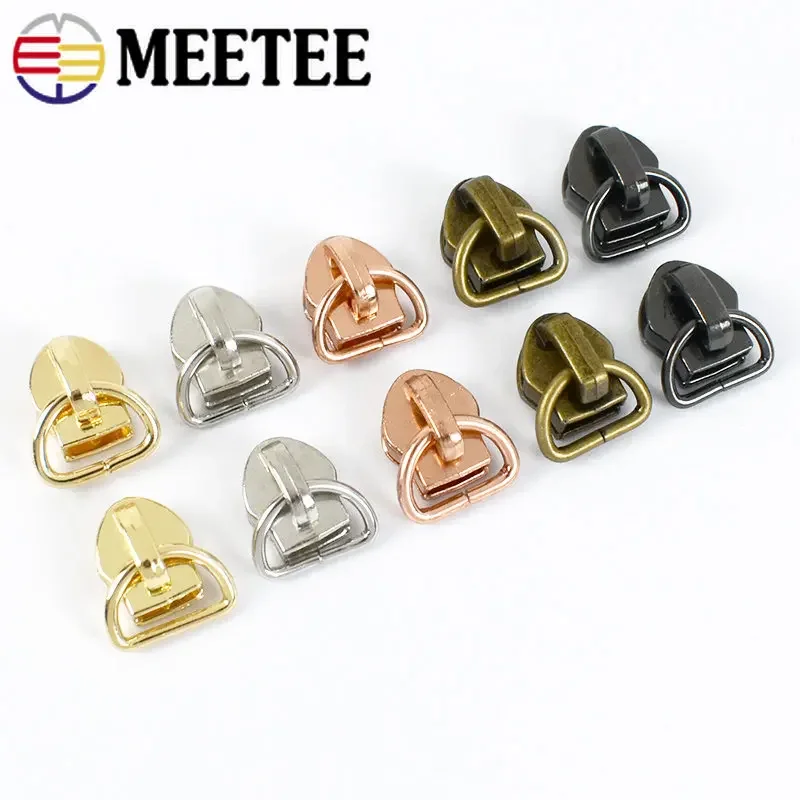 10/50Pcs D Ring 5# Zipper Sliders Pulls For Nylon Zips Tapes Repair Kit Zippers Head Replacement DIY Bag Sewing Accessories