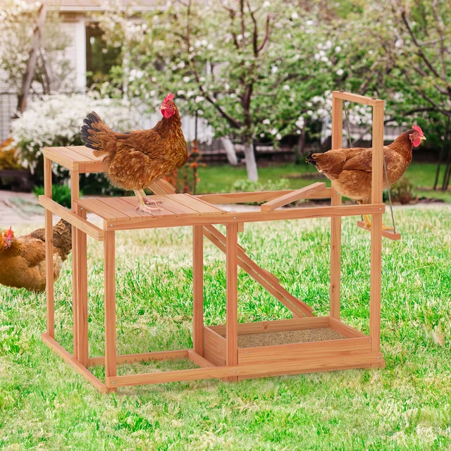 19518-d3fe93.jpg Chicken Activity Play Chicken Perches for Poultry Run, Swing Stand, Wood Chicken Toy for 3-4 Birds, Wooden Chicken Coops Accessory with Multiple Perches & Ladder & Feeder