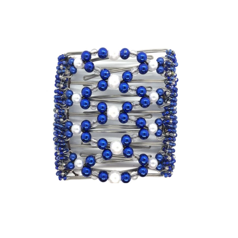 

20Pcs/lot Pretty Blue And Pearl Size Beaded 9 Prongs Hairclip comb