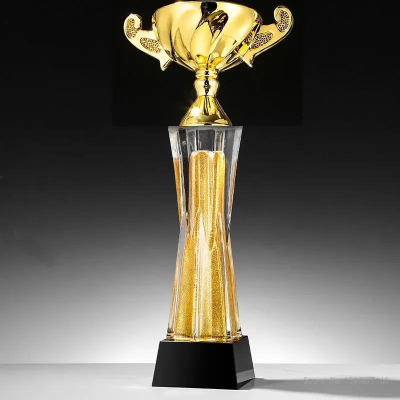 Customized Big Creative Metal Trophy, Crystal Base Lettering, High Grade, Commemorative Award, Excellent Staff, Competition, 1Pc