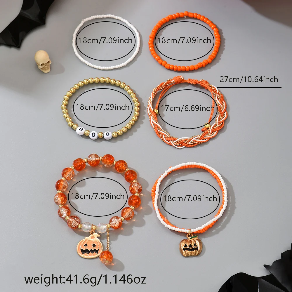 Halloween Party Theme Handmade Braided Bracelet Set Elegant Punk Gothic Style Unique Niche Design Adjustable Bracelet