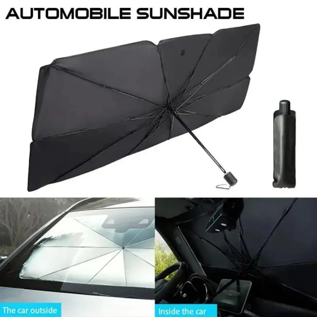 Car Windshield Sun Shade Umbrella [2026 Upgrade Sun Protection & Keep Cool] Protect Interior, 360° Flex Handle Sun Shield Sunshade, Medium for Most Car