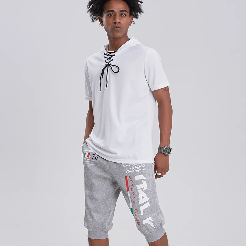 Mens Summer Shorts Elastic Drawstring Waist Lightweight Breathable Quick-Dry Sports Cropped Pants for Basketball Fitness Running 5