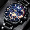 Mens Stainless Steel Watches Luxury Quartz Wristwatch Calendar