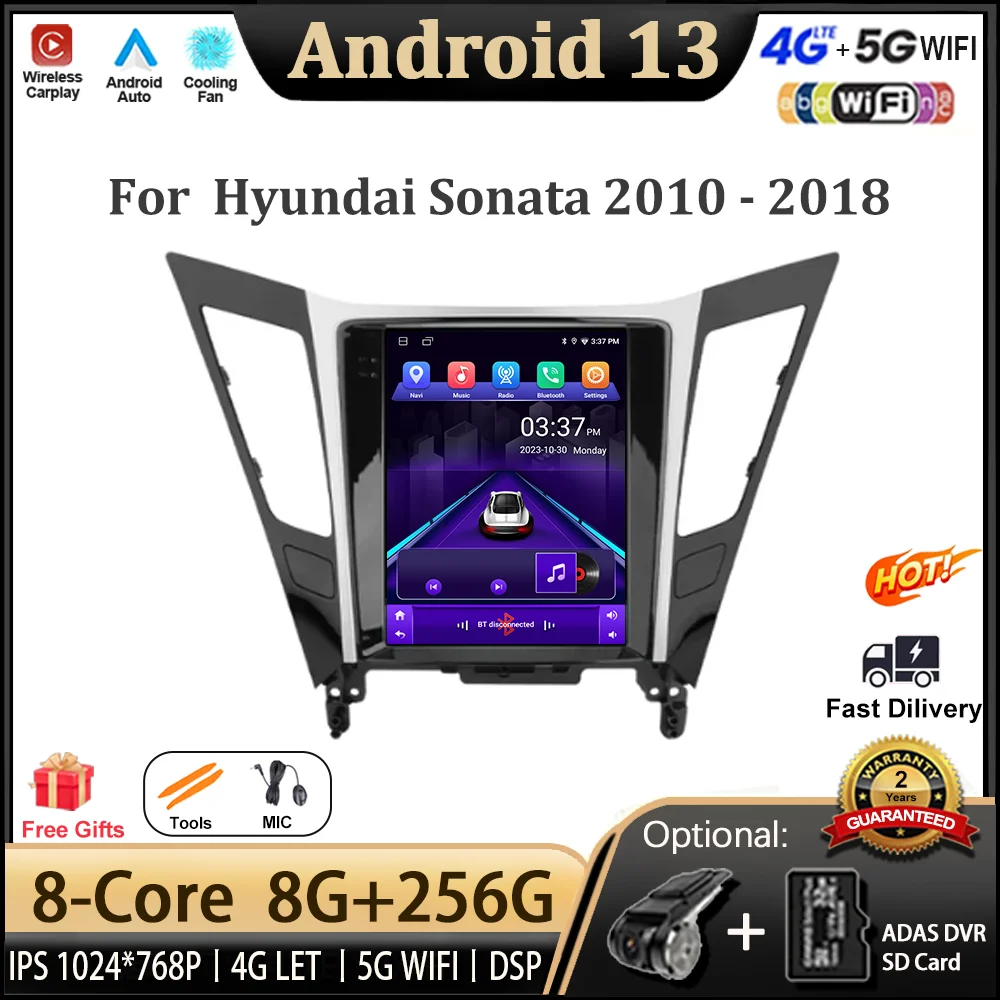 

Android 13 для Hyundai Sonata 2010 - 2018 радио Автомобильный мультимедийный плеер экран навигации DSP GPS WIFI беспроводной Carplay BT инструменты