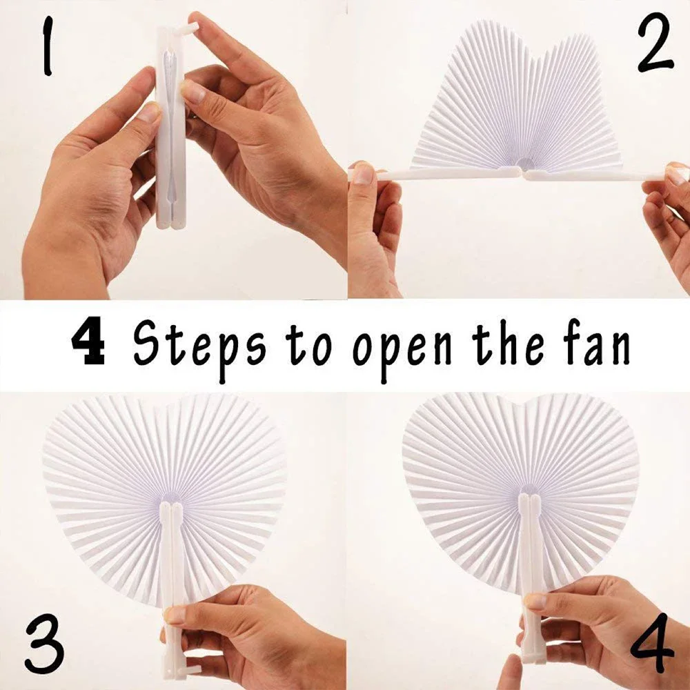5-36pcs White Heart Shape Folding Fan Blank Fan Festival Hand Fans Party Gift DIY Painting Birthday Wedding Party Decoration