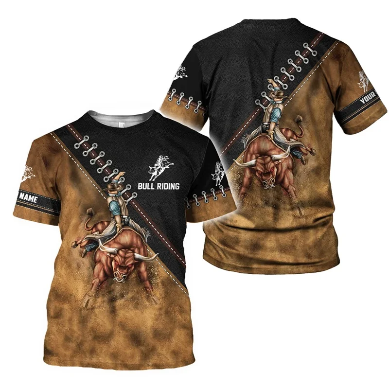 Bull Rider Graphic T Shirt for Men Top Tee Shirts Harajuku Fashion 3D ...