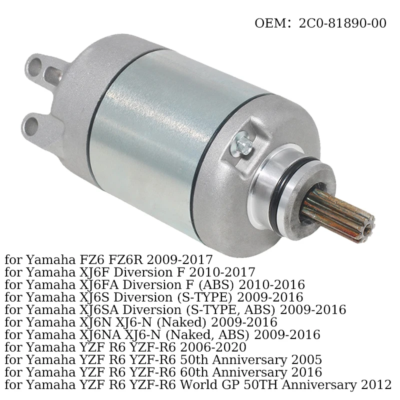 2C08189000MotorcyclesStarterMotorForYamahaFZ6FZ6RXJ6FAXJ6F