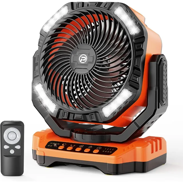 Battery Operated Camping Fan, Rechargeable High Velocity Floor Fan, 1